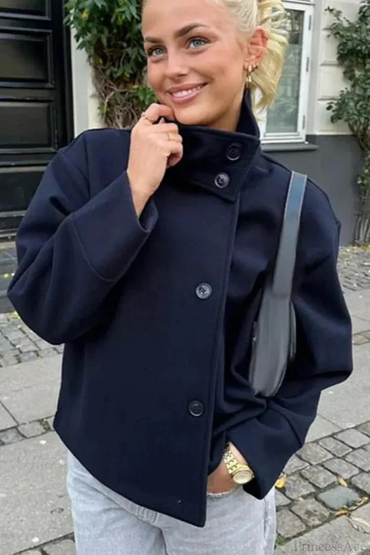 Short Woolen Casual Lapel Overcoat
