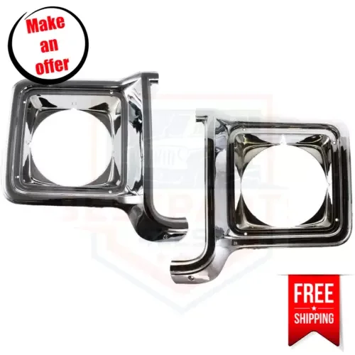 Dronehint Headlight Door Set of 2 Chrome & Silver Left & Right for 1976-1978 GMC C35 Base (For: GMC) Parts