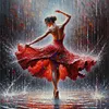Red Dress Girl-11CT Stamped Cross Stitch 45*45cm/17.72*17.72in tapestrymarket