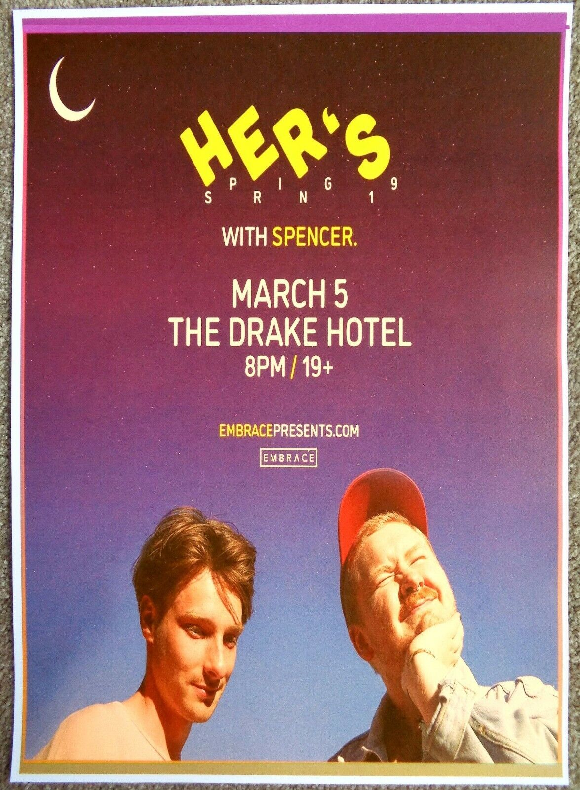 HER'S 2019 Gig POSTER Toronto Ontario Concert Canada Invitation To Hers