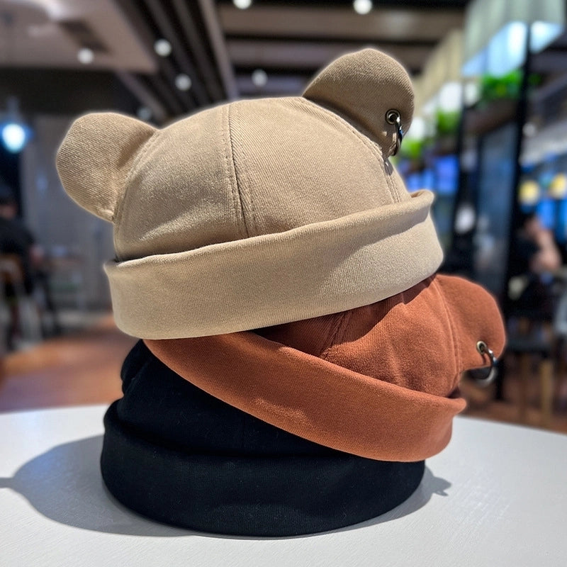 Cat Ears Melon Hat Women's Japanese Fashion Brand Brimless Hooligans Ruffle Hat Autumn And Winter Hip Hop Yupi Ruffle Main Hat