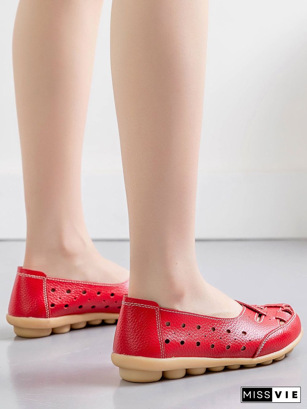 Hollow Leather Soft Sole Shoes