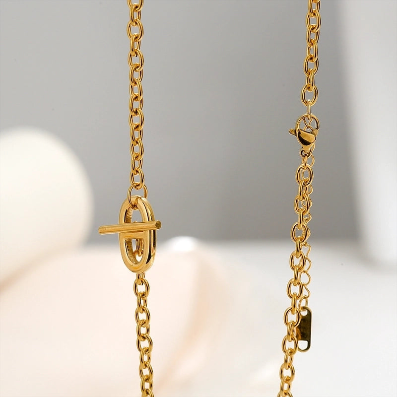 Basic Pig Nose 304 Stainless Steel Toggle Pendant Necklace