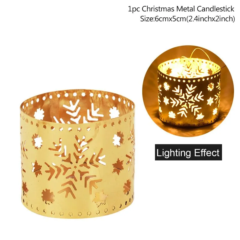 Xmas Iron Hollow Candle Holder Merry Christmas Decorations For Home Table Ornaments Noel Navidad Natal New Year Gifts 2022