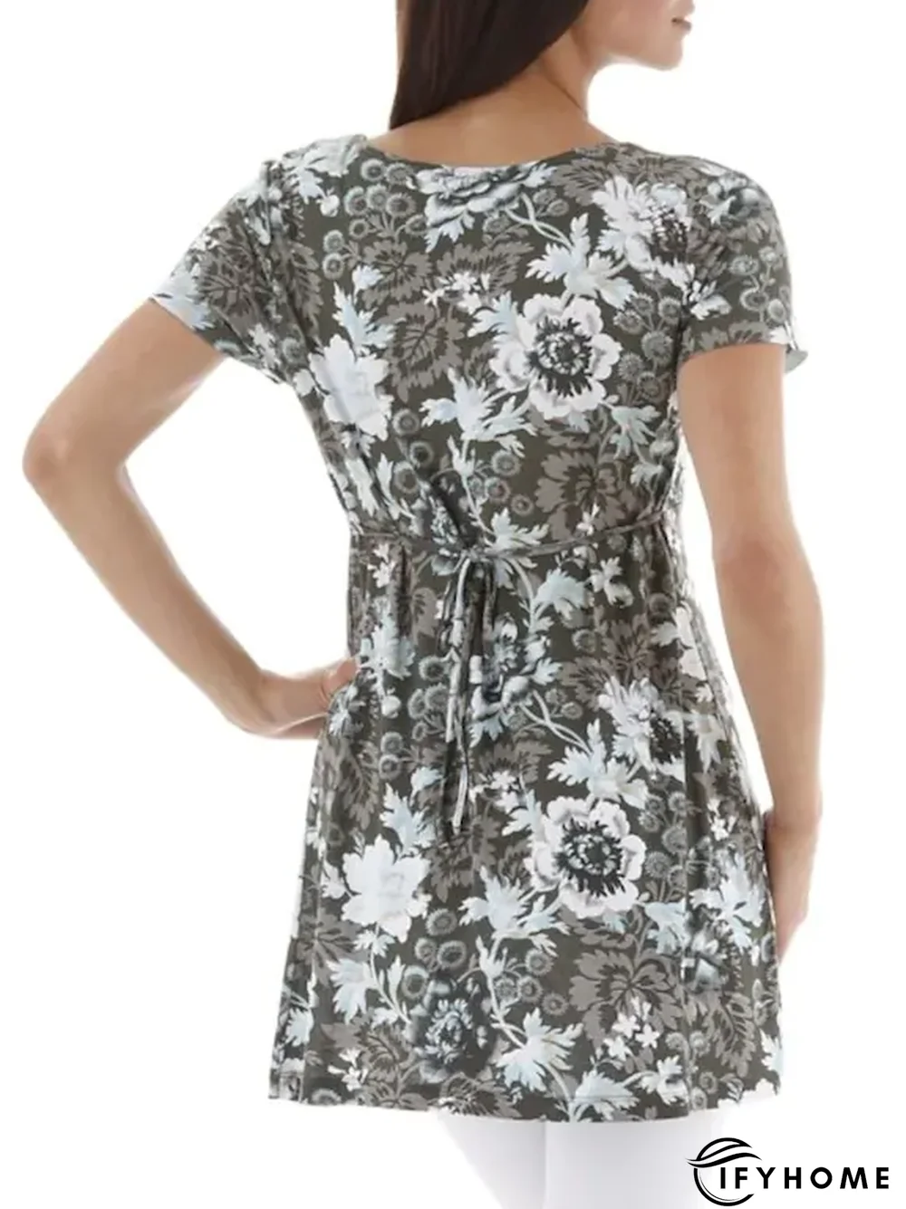 Floral V Neck Casual T-Shirt | IFYHOME