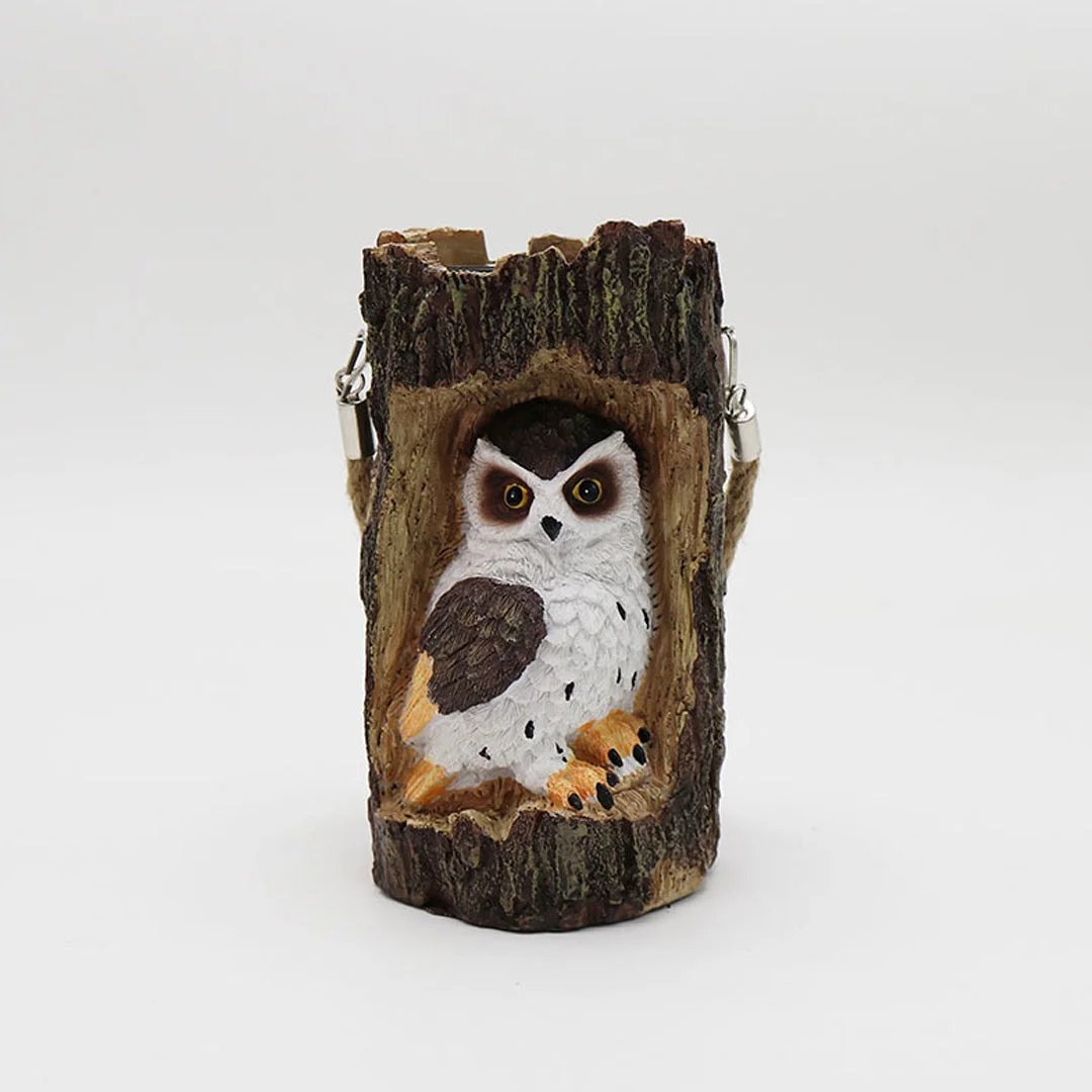 Solar Tree Stump Owl Night Light