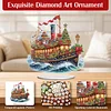 (US Local)Xmas Sailboat DIY Table Top Diamond Painting Desktop Ornaments Kit