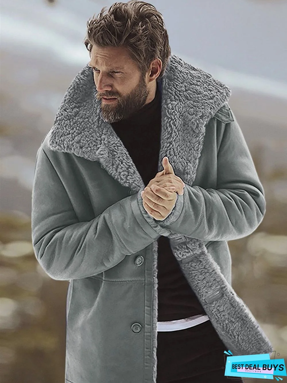 Fashionable Men's Solid Color Jacket