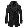 Men's Gentle Removable Double Collar Cold-Resistant Pocket Plus Size Wool Coat Jacket