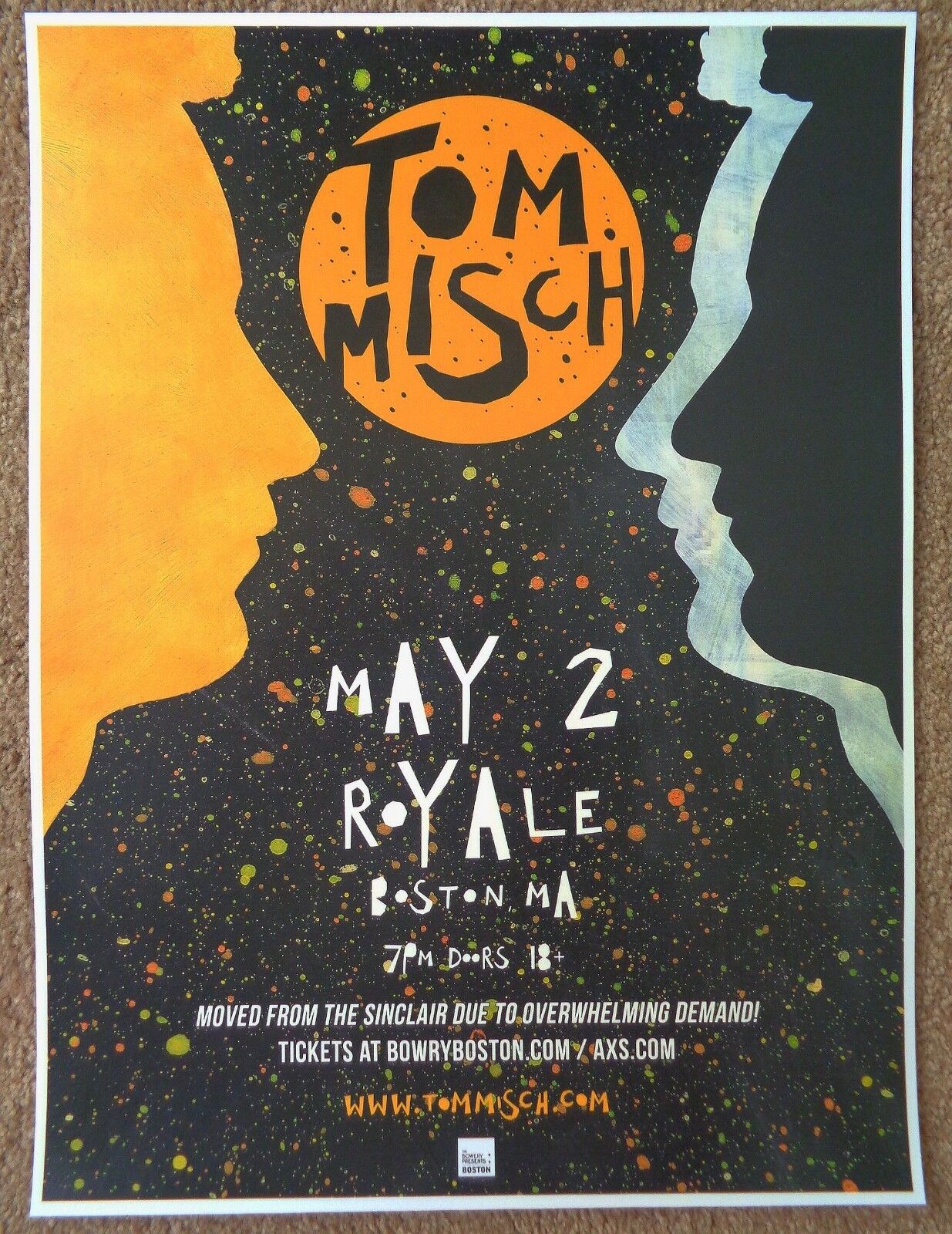 TOM MISCH 2018 Gig POSTER Boston Massachusetts Concert