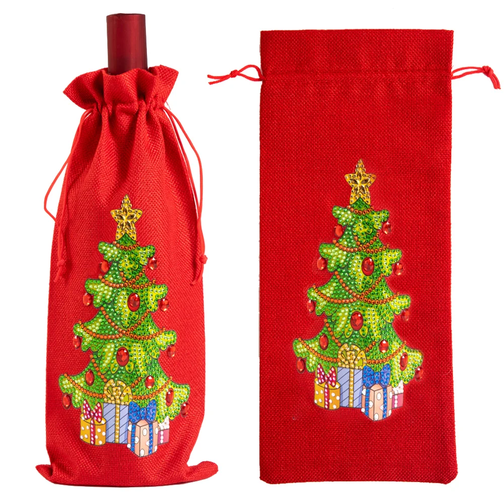 Christmas Special Shape Diamond Painting Wine Bottle Cover Set for Table Decor