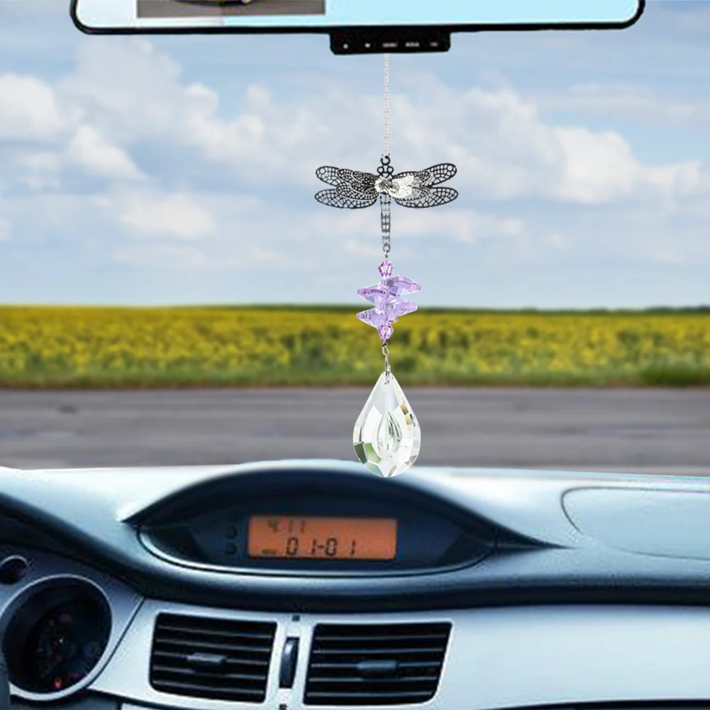 DIY Dragonfly Window Hanging Crystal Garland Suncatcher Pendant (Purple)