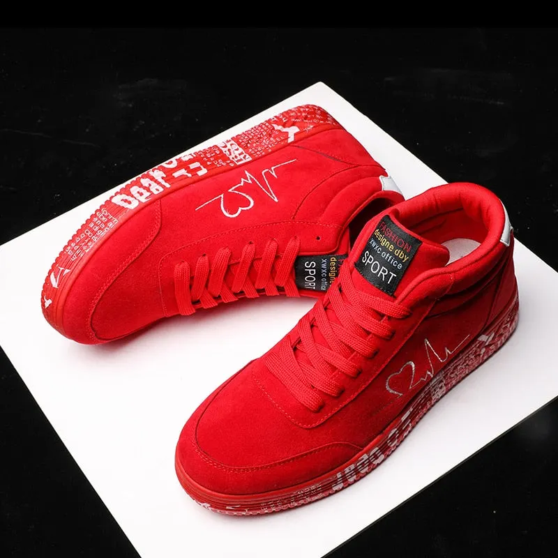 Red High Top Sneakers Women Shoes 2021 Spring Canvas Running Women's Casual Sport Shoes Man Graffiti basket femme Big Size 35-44