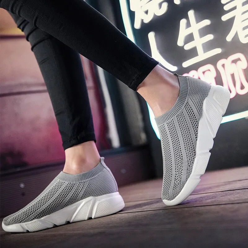 MWY Women Casual Shoes Breathable Knit Mesh Socks Sneakers Unisex Zapatilla Mujer Outdoor Walking Shoes Women Trainers Plus Size