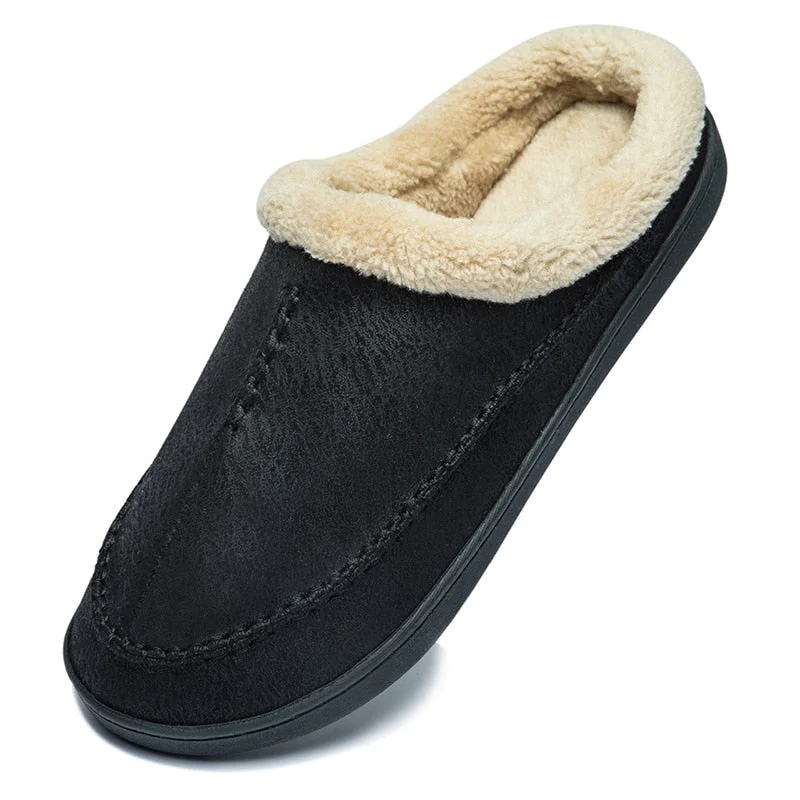 New Winter Men Slippers Home Indoor Warm Shoes Thick Bottom Plush Cotton House Slippers Man Cotton Shoes Large Size 49 50