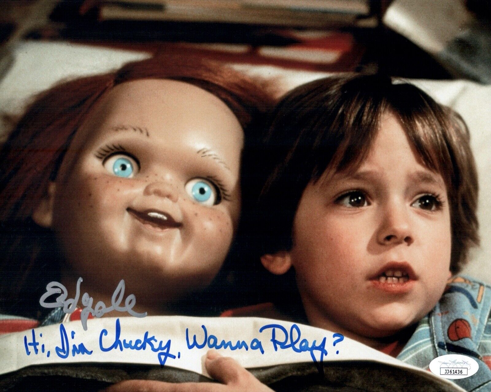 ED GALE Signed CHUCKY 8x10 Photo Poster painting Child's Play In Person Autograph JSA COA Cert