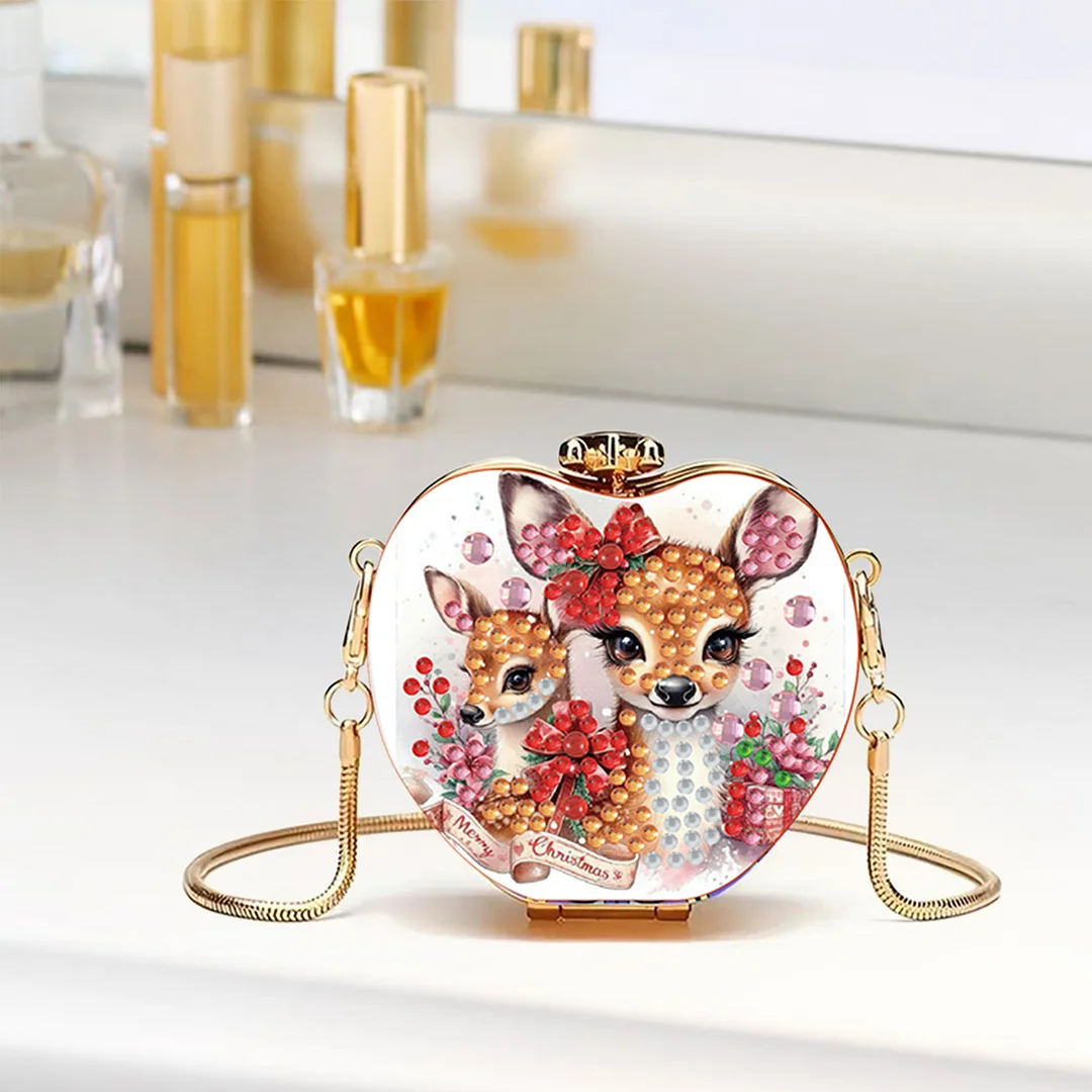Reindeer DIY Acrylic Love Art Diamond Painting Coin Purse with Chain for Women