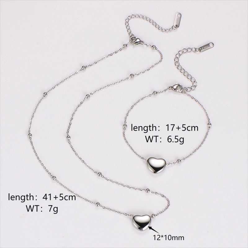 Retro Punk Commute Heart Shape 304 Stainless Steel 18K Gold Plated Rose Gold Plated Jewelry Set