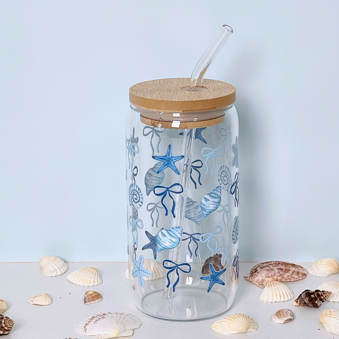Maneifurui™   Coquette Seashell  Glass Can