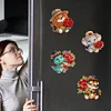 (US Only)6Pcs Acrylic Animal And Red Rose Diamond Art Fridge Magnet for Car Mailbox Decor