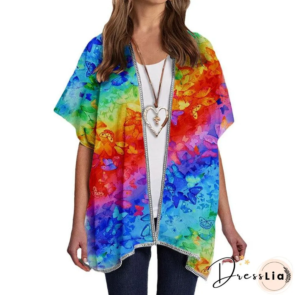 Loose Pattern Short Sleeve Outerwear