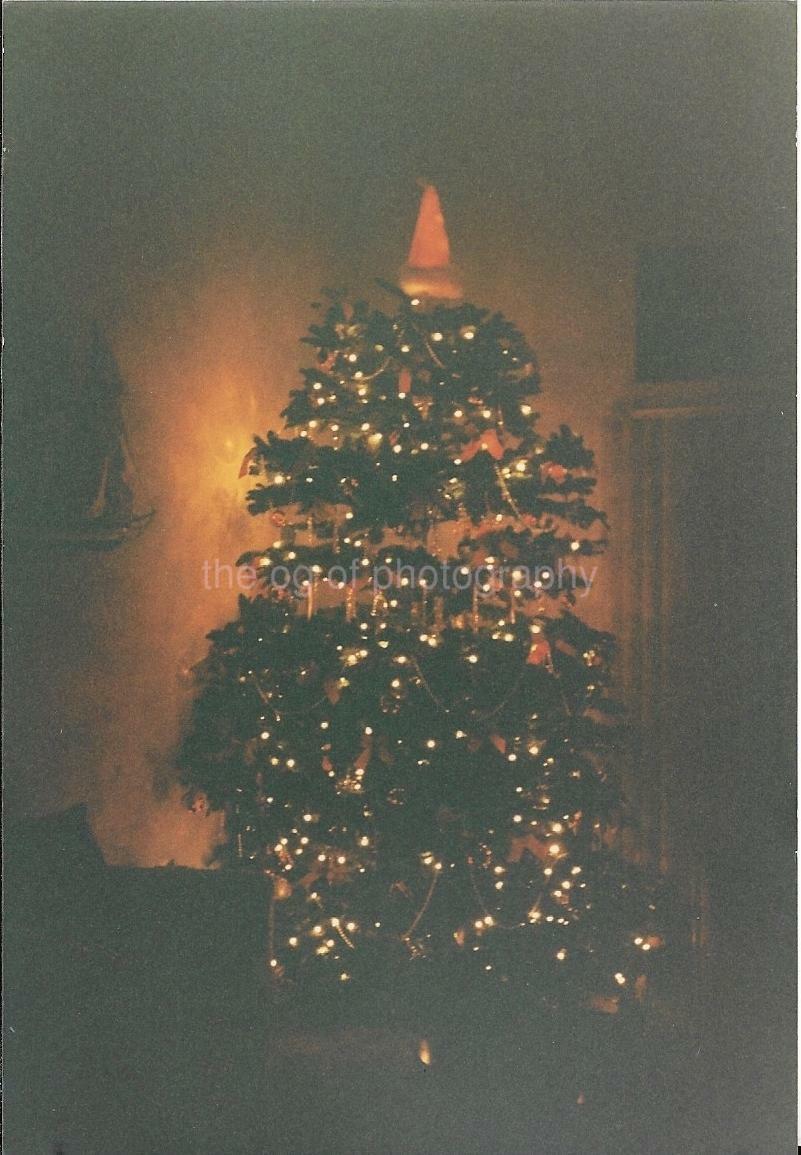 Christmas Tree FOUND Photo Poster painting ColorOriginal Snapshot VINTAGE 05 12 K