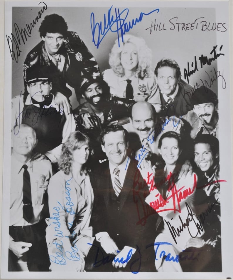 HILL STREET BLUES Cast Signed Photo Poster painting x10 Daniel J. Travant, Michael Warren, Veronica Hamel, Ed Marinaro, James Jim Sikking + wcoa