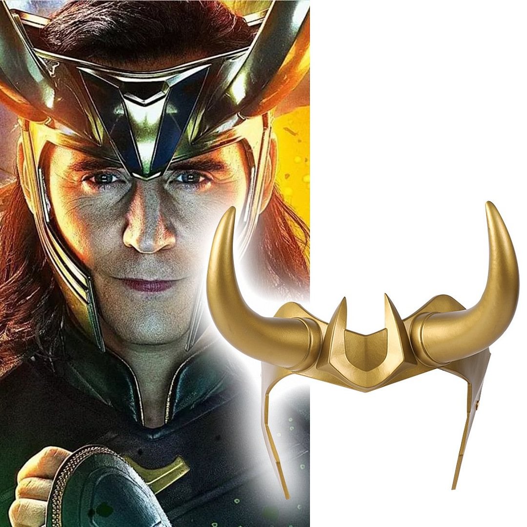 Loki Helmet Cosplay Prop Golden Halloween Mask for Party Gift
