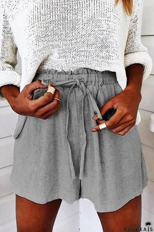 Elastic Waist Linen Shorts