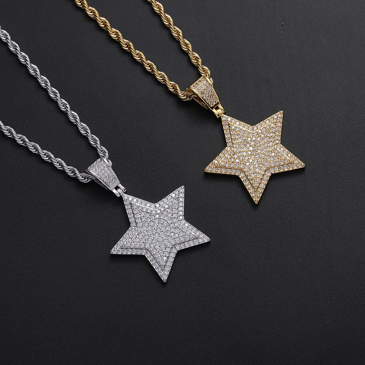 Iced Out Five-pointed Star Pendant Necklace
