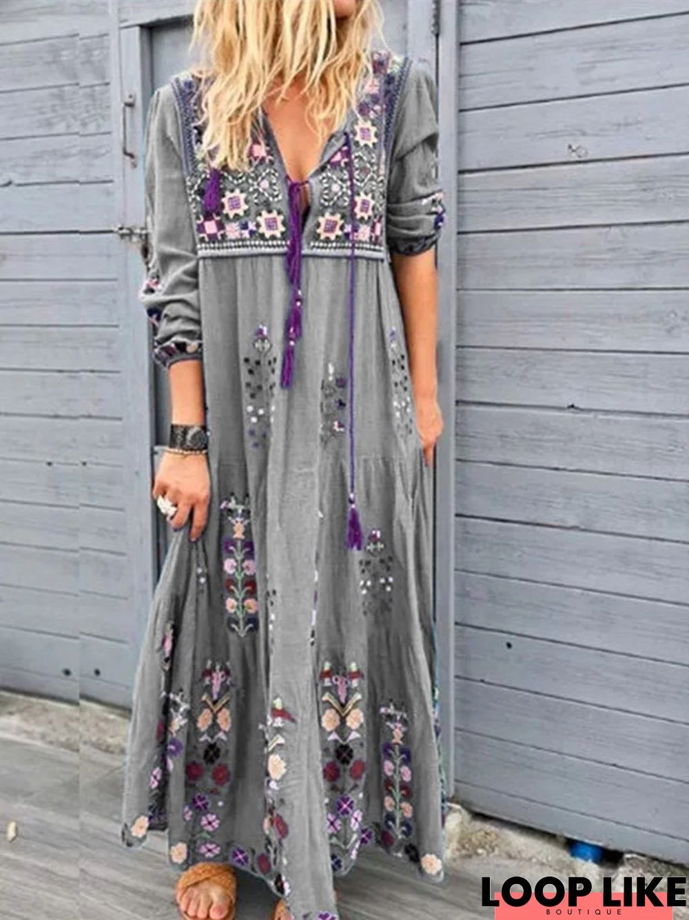 Casual Cotton-Blend Dress Women Plus Size Fashion Long Sleeve Summer Dress