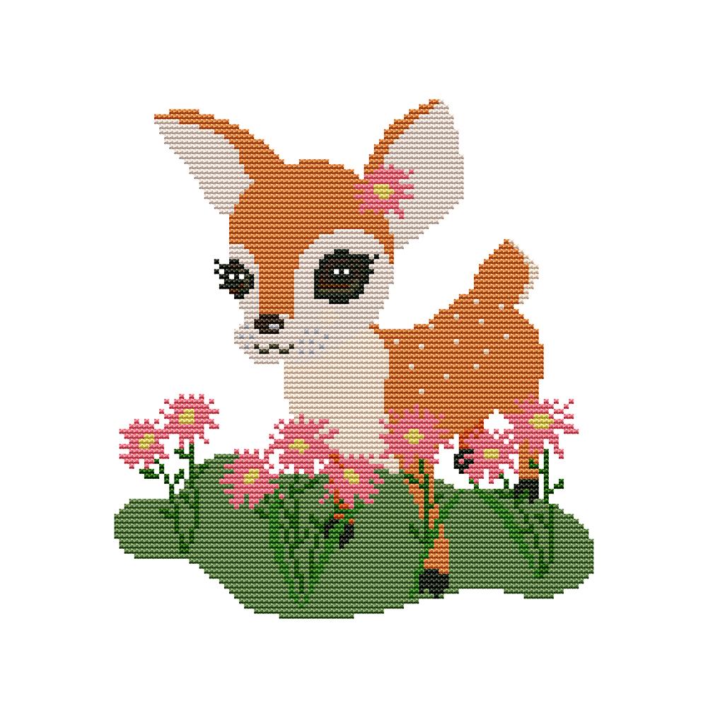 

Cute deer - 14CT Stamped Cross Stitch - 27*25cm, 501 Original