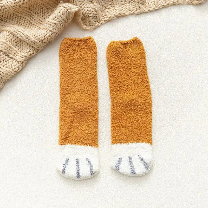 Brownm Paw Plush Socks
