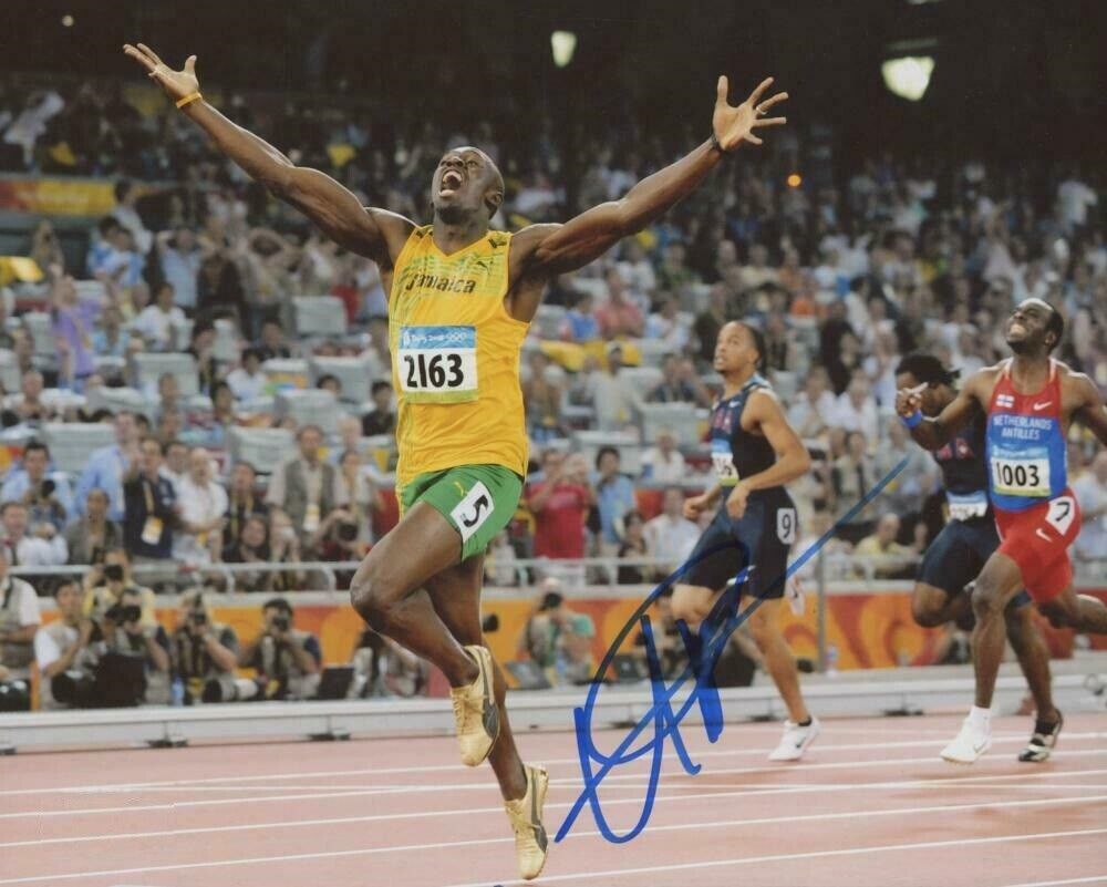 Usain Bolt Autographed Signed 8x10 Photo Poster painting ( Team Jamaica ) REPRINT