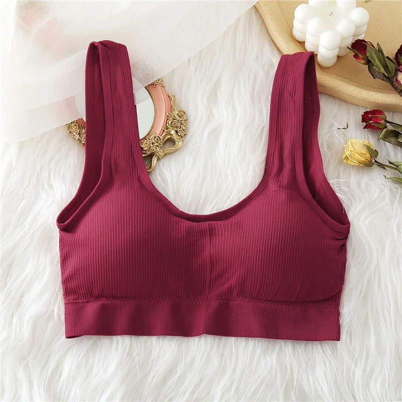 Women Tops Camisole Push Up Tank Crop Tops Padded Female Sexy Bralette Streetwear Cami Girls Lounge Solid Color Wirefree Tops