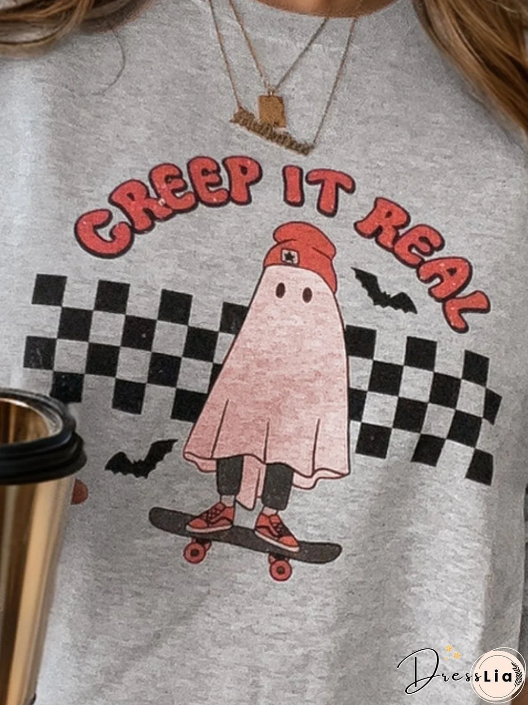 Plus Size Graphic Round Neck Long Sleeve Sweatshirt