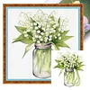 Flowers Full 18CT 2 Strands DIY Stamped Cross Stitch Kits for Beginners Adults Home Wall Decor Cross Stitch Art and Crafts Kits 25x25cm
