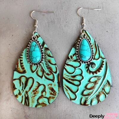 Artificial Turquoise Teardrop Earrings