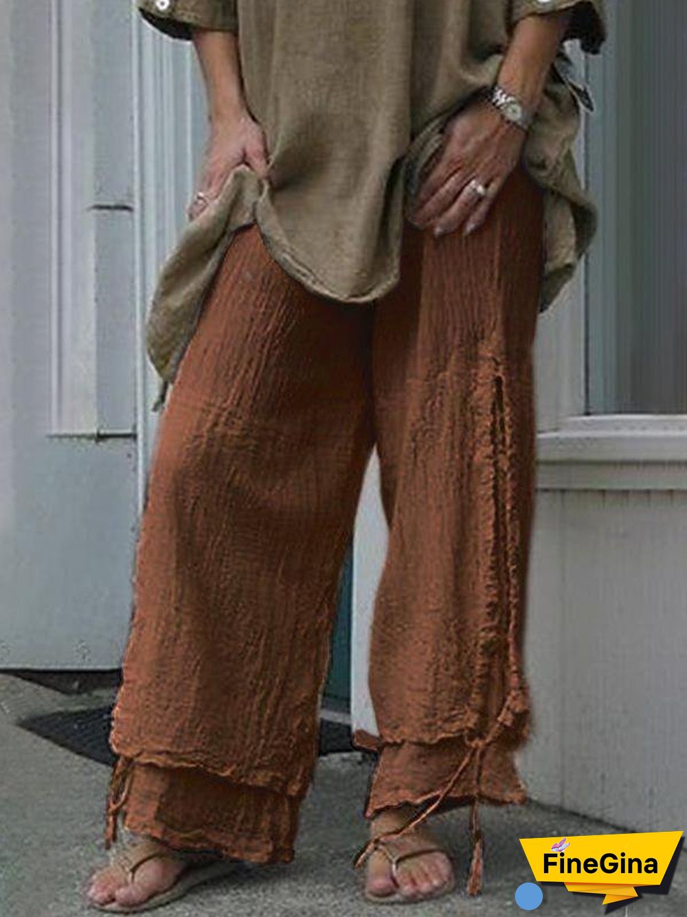 Plus Size Women Linen Casual Pants Solid Cotton Summer Bottoms