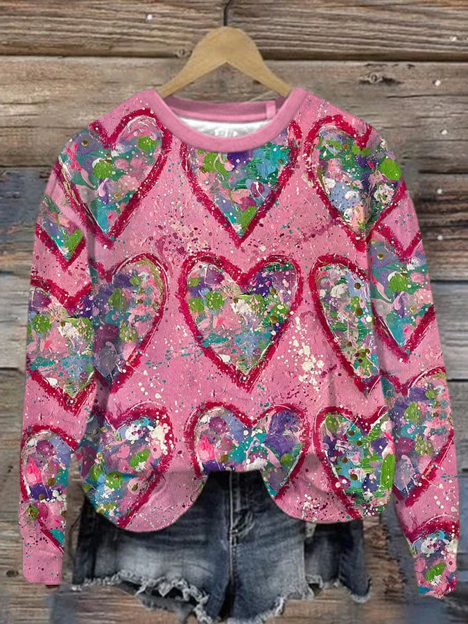 Women's Love Print Long Sleeve Sweatshirt