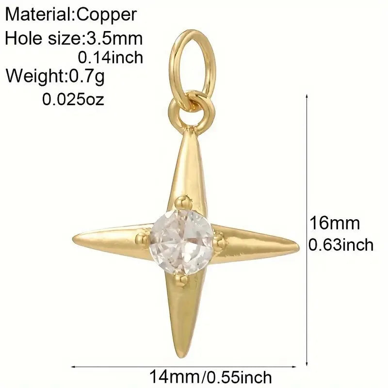 1 Piece 16 * 21mm Hole 3~3.9mm Copper Zircon 18K Gold Plated Angel Star Heart Shape Polished Pendant Jewelry Accessories