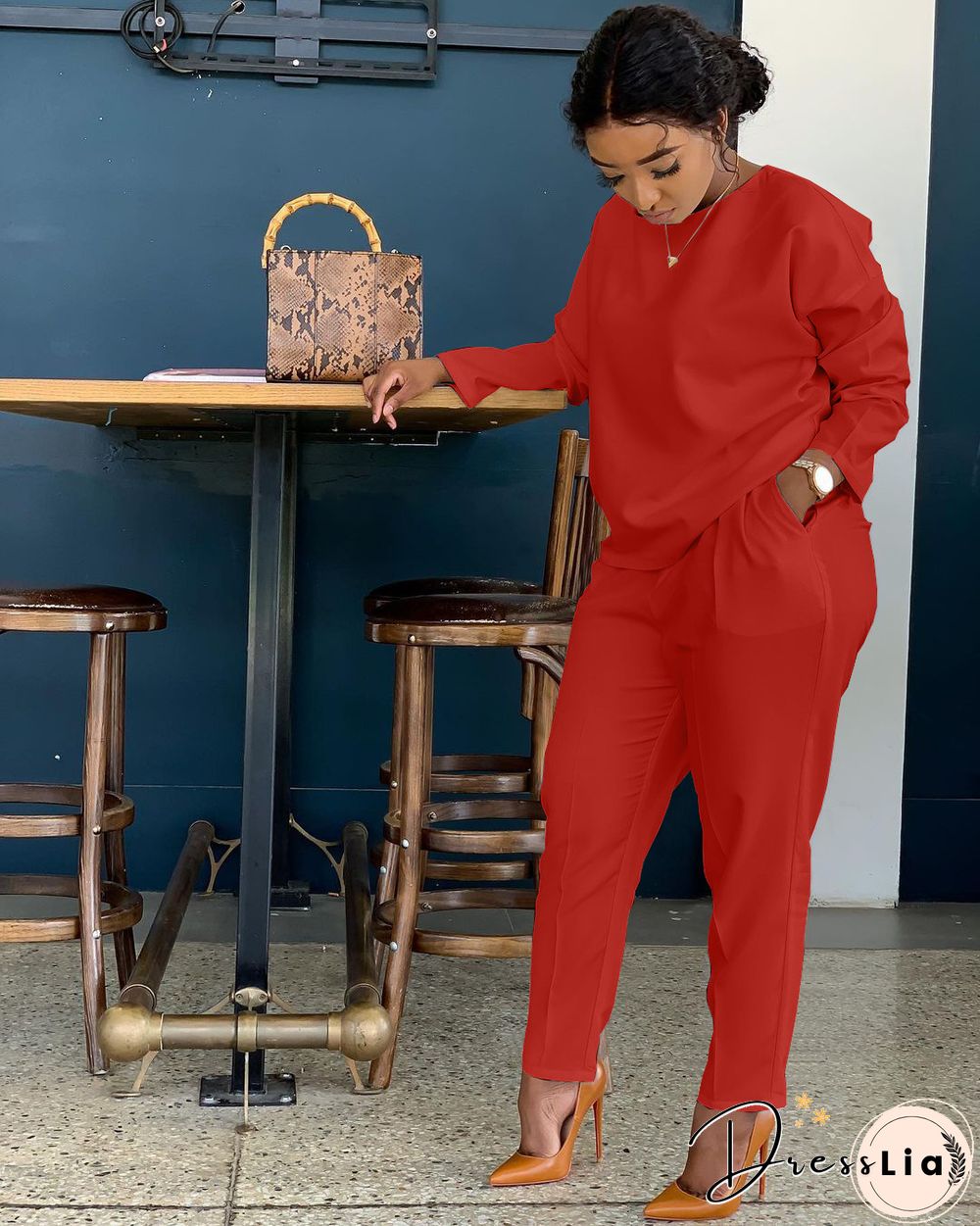 Long Sleeves T shirt Sportswear Two Piece Pants Set