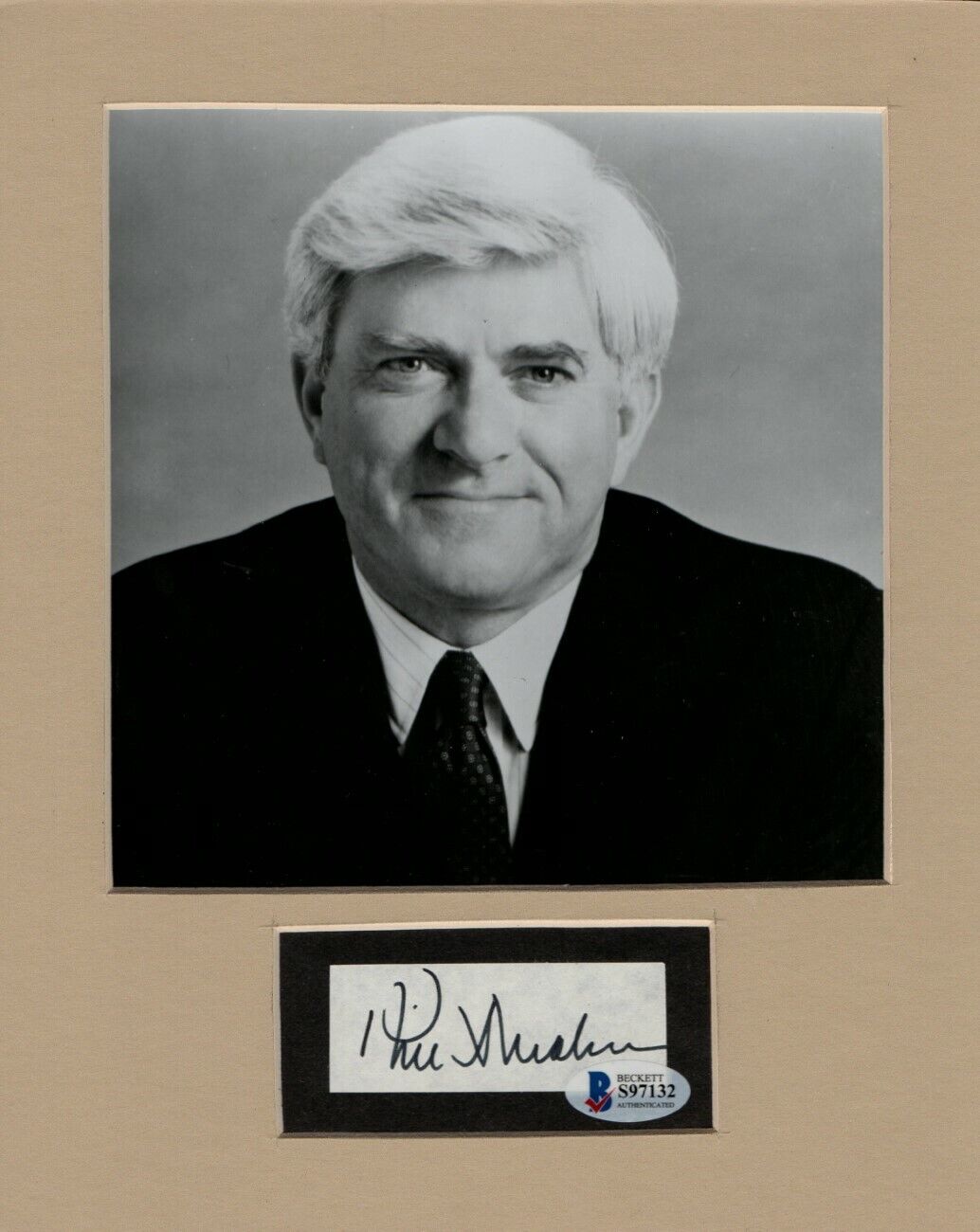 Phil Donahue Signed Autographed Cut Signature Matted with Photo Poster painting BAS S97132