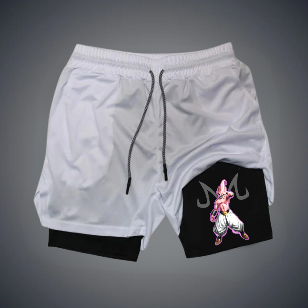 Men's Dragon Ball Anime BUU Print Double Layer Gym Shorts