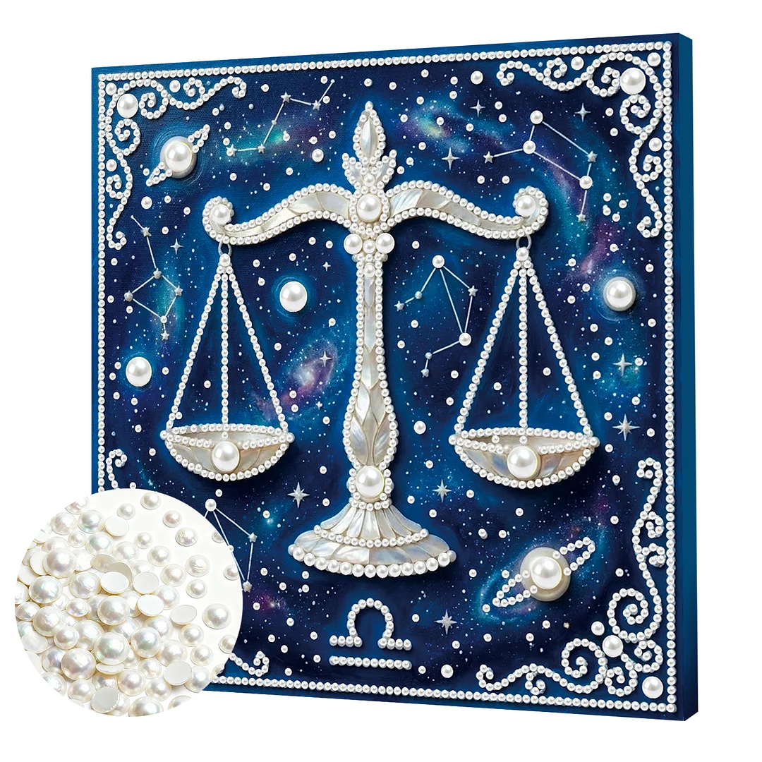 Libra - DIY Pearl Diamond Art Kit With Frame 25*25cm