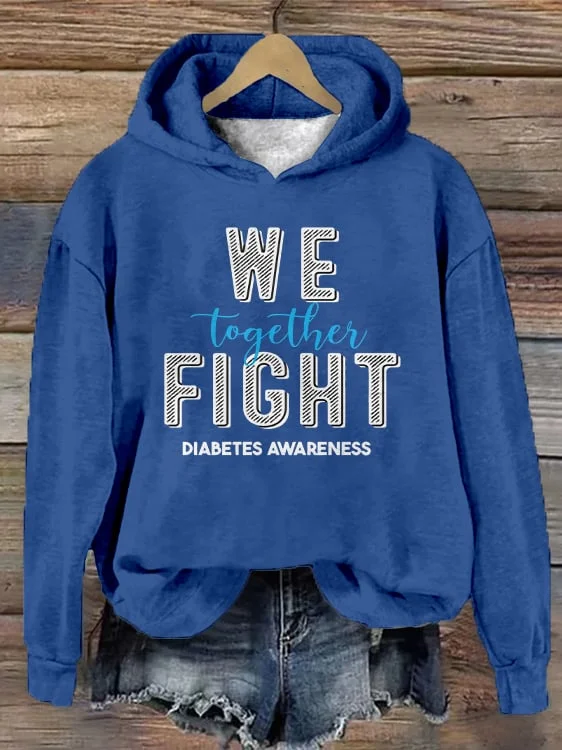 Women's Diabetes Awareness Printed Hooded Long-Sleeve Sweatshirt socialshop