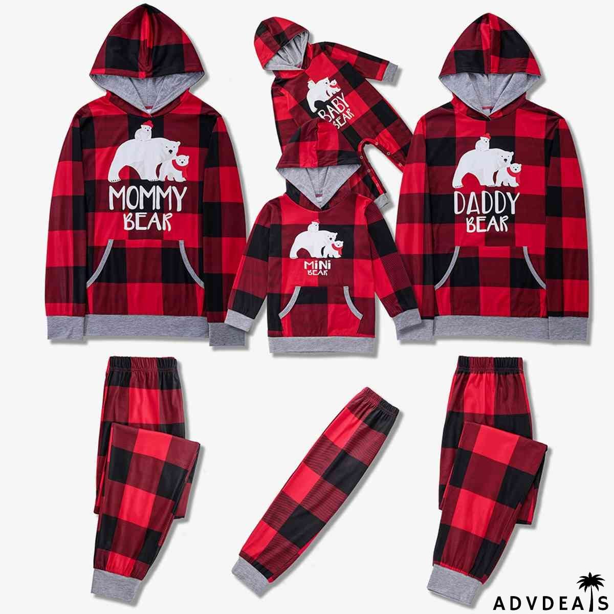 DADDY BEAR Graphic Hoodie and Plaid Pants Set