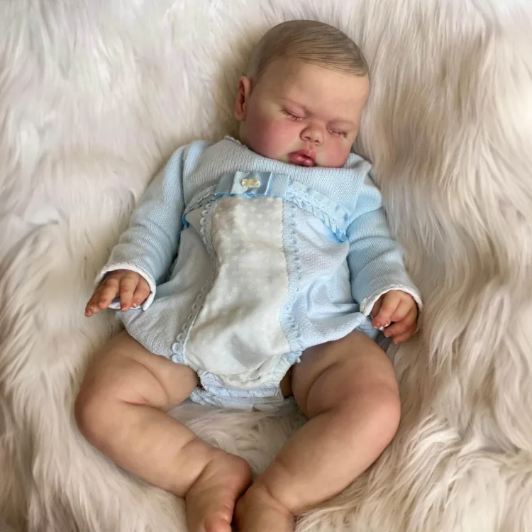 20" Handmade Lifelike Reborn Baby Sleeping Girl Henttu with Painted Hair with Heartbeat💖 & Sound🔊 Rebornartdoll® RSAW-Rebornartdoll®