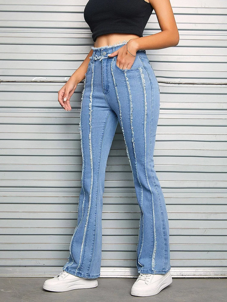 Flared Raw Hem Jeans