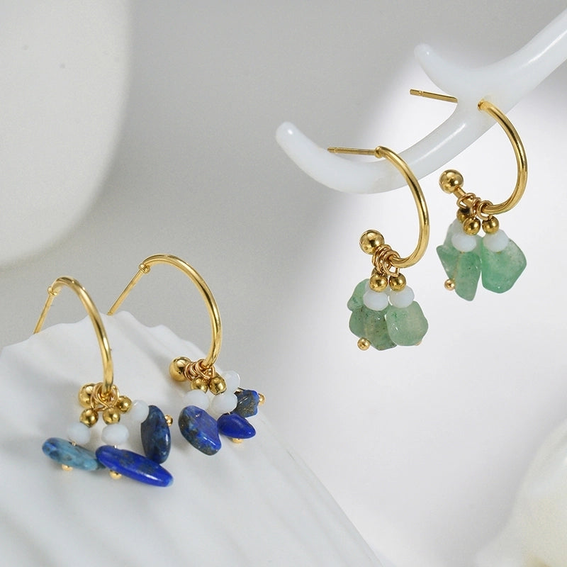 Romantic Stone Stainless Steel Plastic Drop Earrings Plating Stainless Steel Earrings